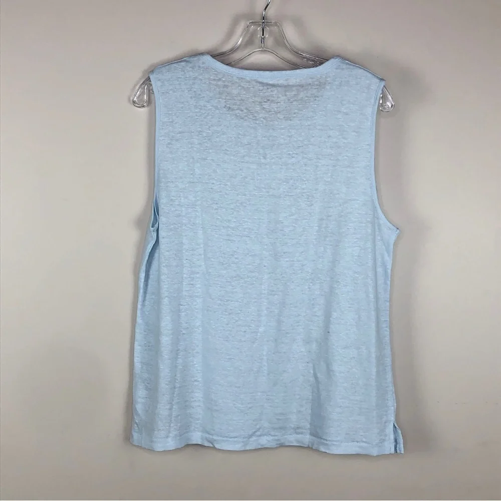 NWT J. Crew linen muscle tank sky blue L - Picture 3 of 3